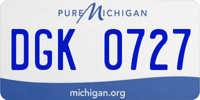 MI license plate DGK0727