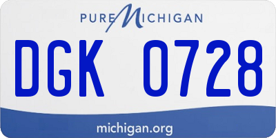 MI license plate DGK0728