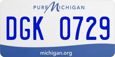MI license plate DGK0729