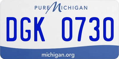 MI license plate DGK0730