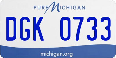 MI license plate DGK0733