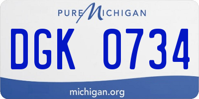 MI license plate DGK0734