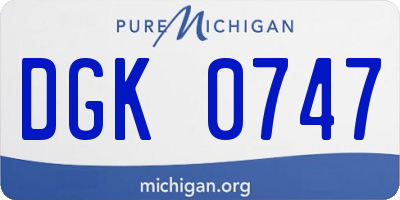 MI license plate DGK0747