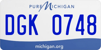 MI license plate DGK0748