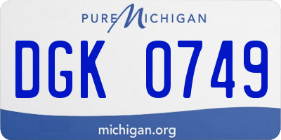 MI license plate DGK0749