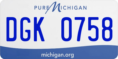 MI license plate DGK0758