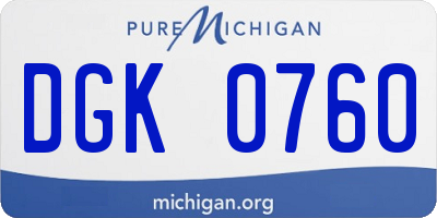 MI license plate DGK0760