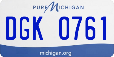 MI license plate DGK0761