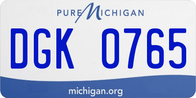 MI license plate DGK0765