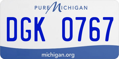 MI license plate DGK0767