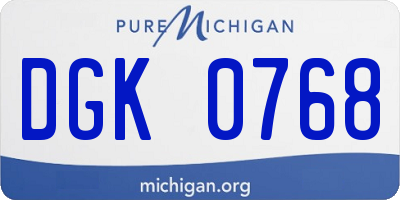 MI license plate DGK0768