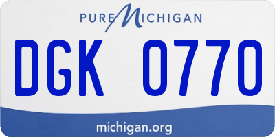 MI license plate DGK0770