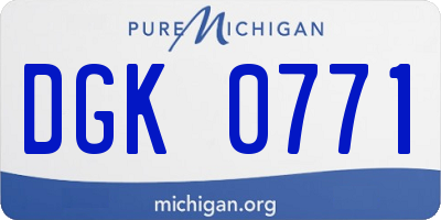 MI license plate DGK0771