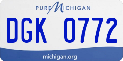 MI license plate DGK0772