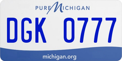 MI license plate DGK0777
