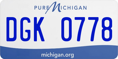 MI license plate DGK0778