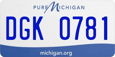 MI license plate DGK0781