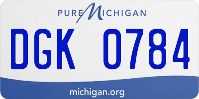 MI license plate DGK0784