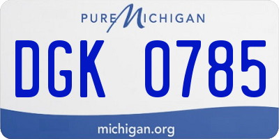 MI license plate DGK0785