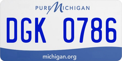 MI license plate DGK0786