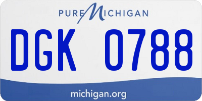 MI license plate DGK0788