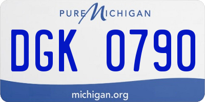 MI license plate DGK0790