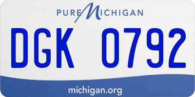 MI license plate DGK0792