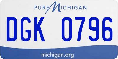 MI license plate DGK0796