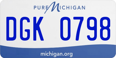 MI license plate DGK0798