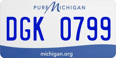 MI license plate DGK0799