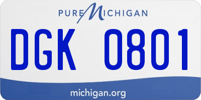 MI license plate DGK0801