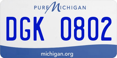MI license plate DGK0802