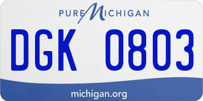 MI license plate DGK0803