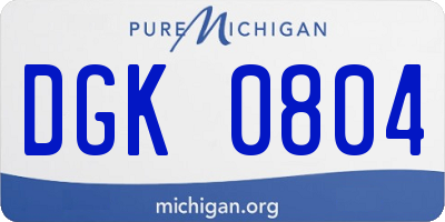 MI license plate DGK0804