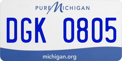 MI license plate DGK0805
