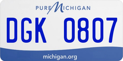 MI license plate DGK0807
