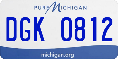 MI license plate DGK0812