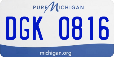 MI license plate DGK0816
