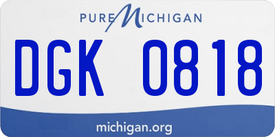 MI license plate DGK0818
