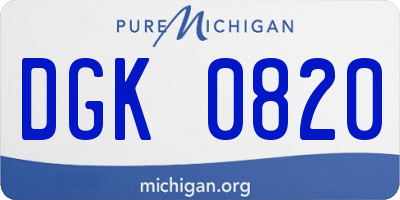 MI license plate DGK0820