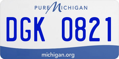 MI license plate DGK0821