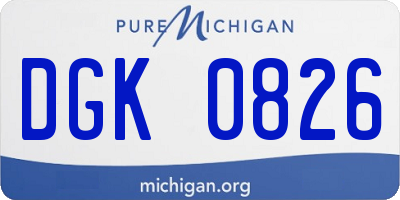 MI license plate DGK0826
