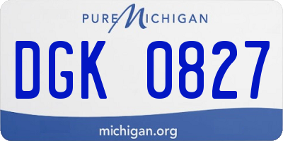 MI license plate DGK0827