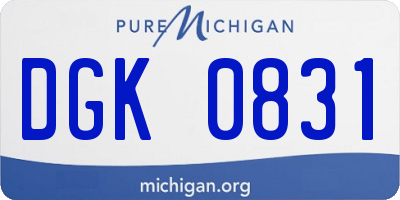 MI license plate DGK0831
