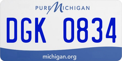 MI license plate DGK0834