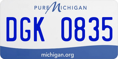 MI license plate DGK0835