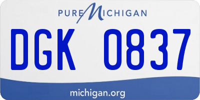 MI license plate DGK0837