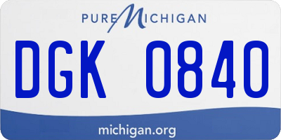 MI license plate DGK0840