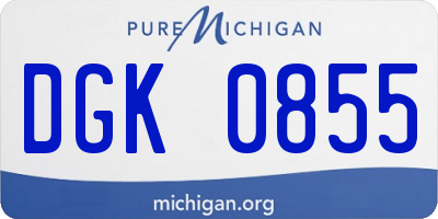 MI license plate DGK0855