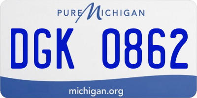 MI license plate DGK0862